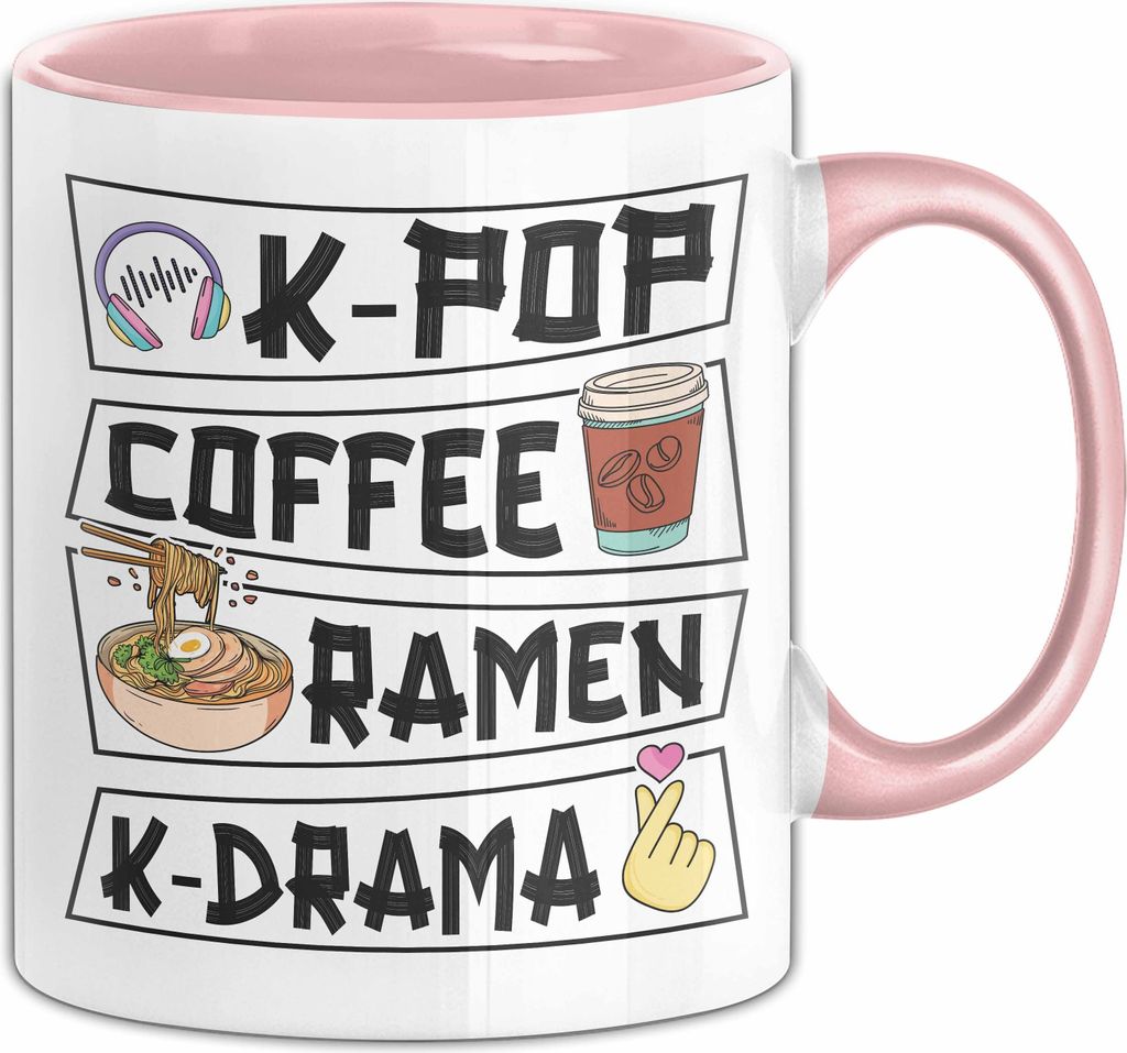 K-Pop Tasse Geschenk Coffee Ramen K-Drama Kpop Fans Geschenkidee Kaffee-Becher (Rosa)
