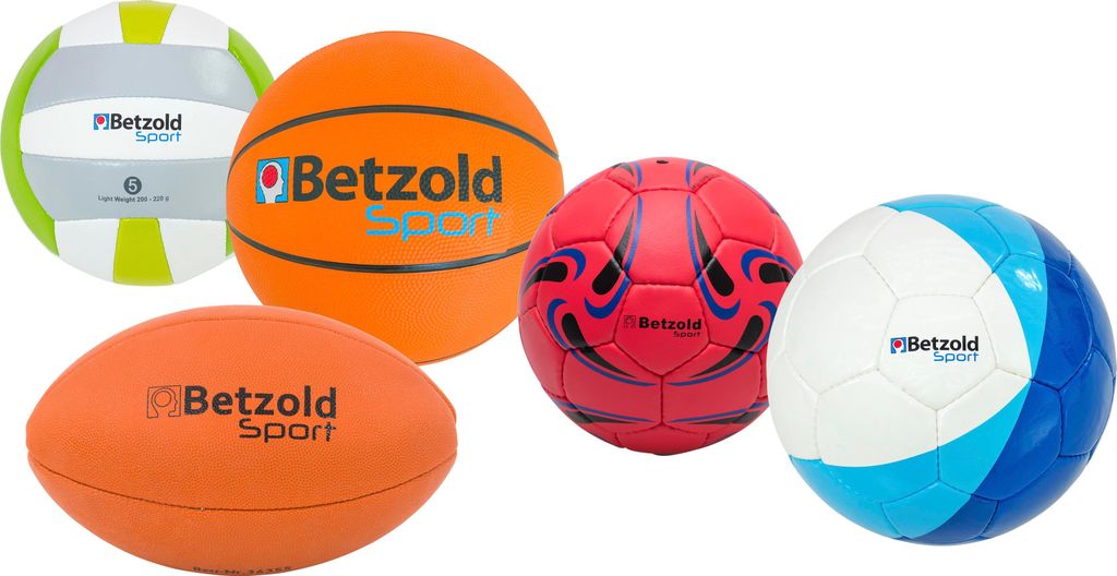 Betzold 5-teiliges Ball-Set: Fußball, Volleyball, Rugby, Handball, Basketball
