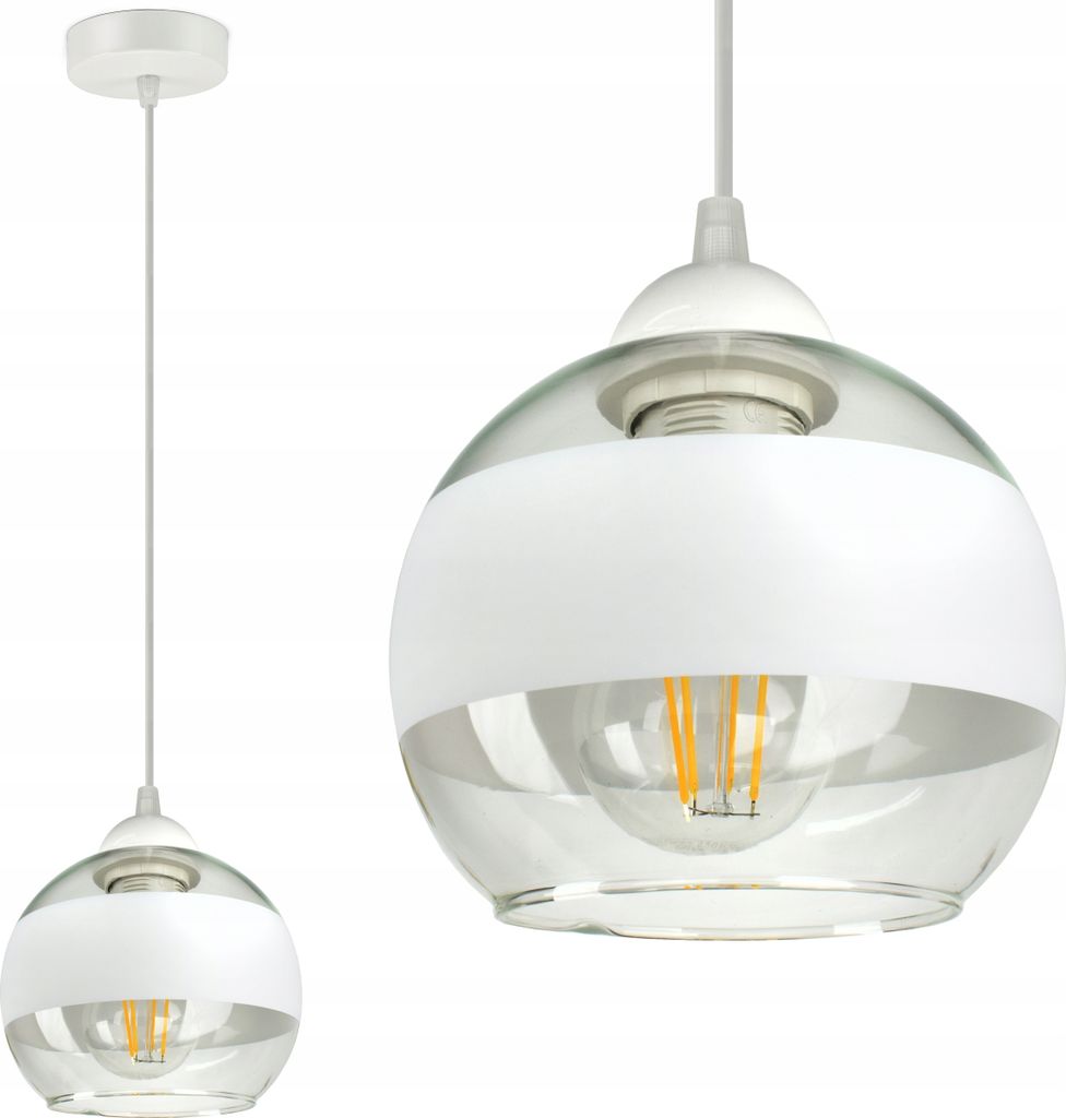 LUXOLAR Led Pendelleuchte - Deckenleuchte Weiß E27 60W - Hängelampe wohnzimmer für Wohnzimmer, Küchen - Weiß Glas Kugeln
