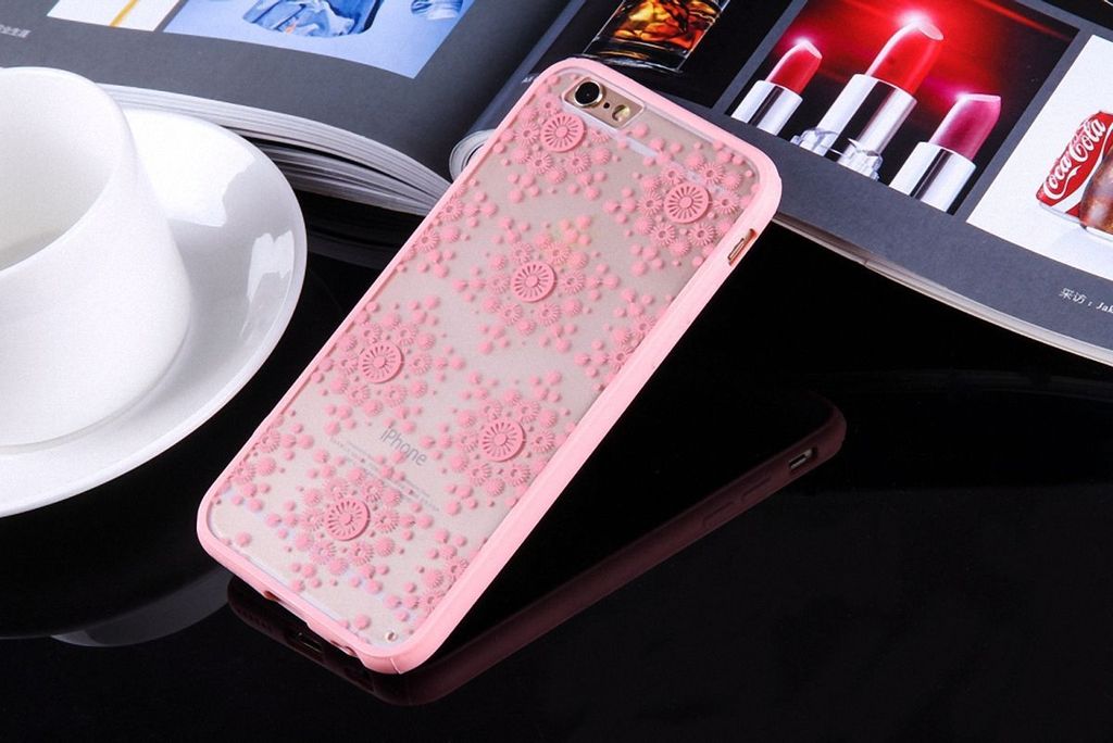 Handy Hülle Mandala für Apple iPhone 6s Plus Design Case Schutzhülle Motiv Flocken Cover Tasche Bumper Rosa