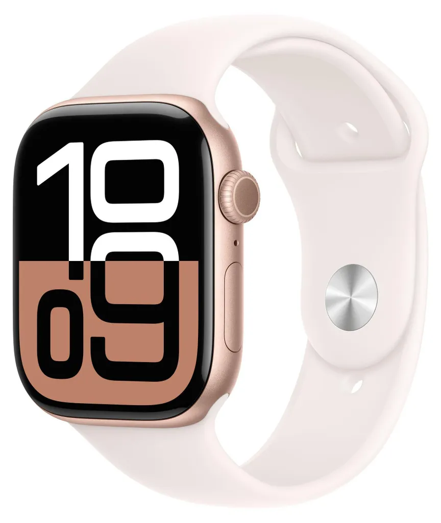 Apple Watch Series 10 46 mm Aluminium Or Rose avec Bracelet Sport Blanc