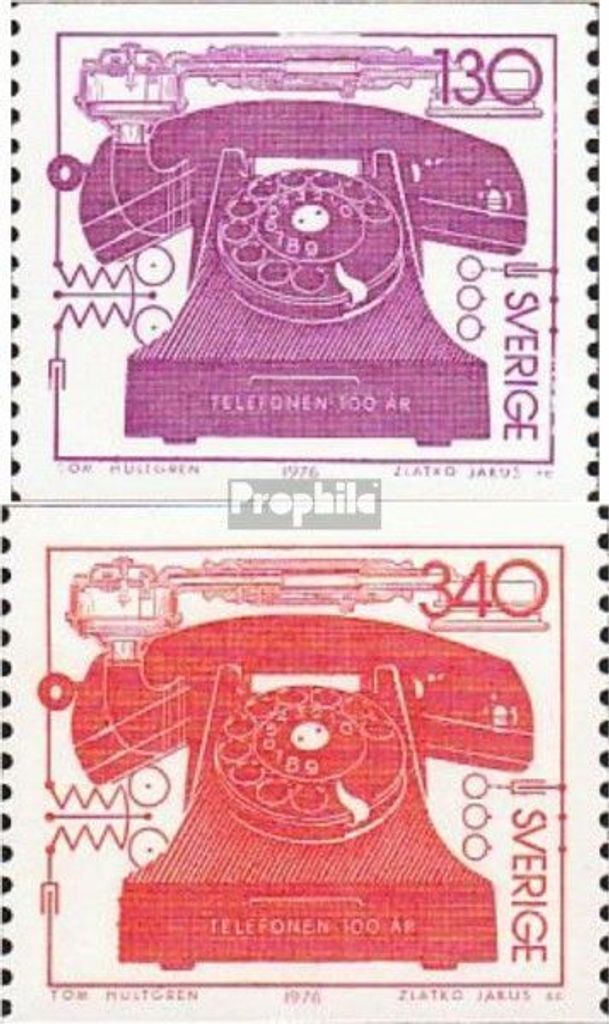 Briefmarken Schweden 1976 Mi 939-940 (kompl.Ausg.) postfrisch 100 Jahre Telefon