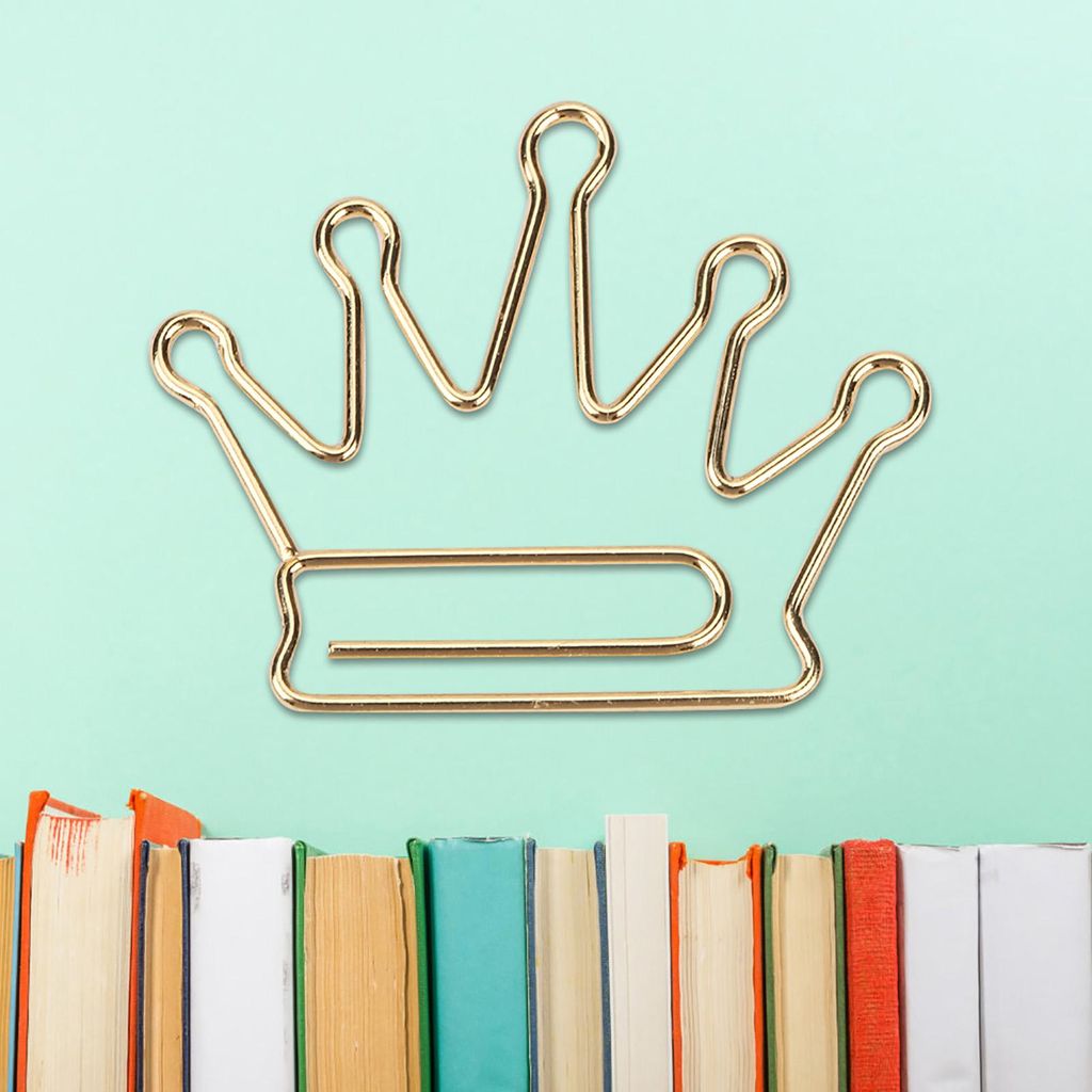 10 Stck Kronenf?rmige Broklammern aus Metall, Goldene Markierungsklammern, Tragbar, Sch?ne Lesezeichen, Broklammern fr Schule oder Bro