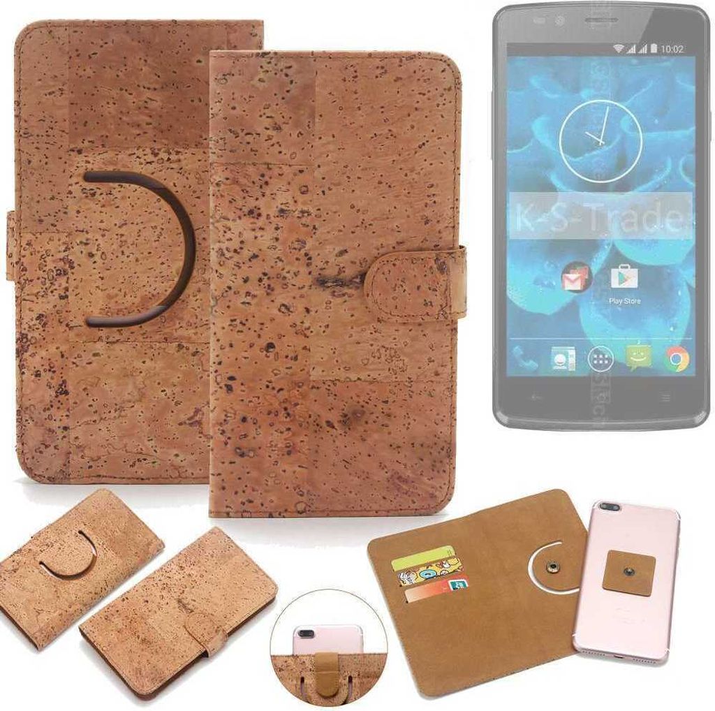 K-S-Trade Handy Hülle Schutz Hülle kompatibel mit Qilive Q4 5.0 Handyhülle Schutzhülle Korkhülle Kork-Hülle 1x