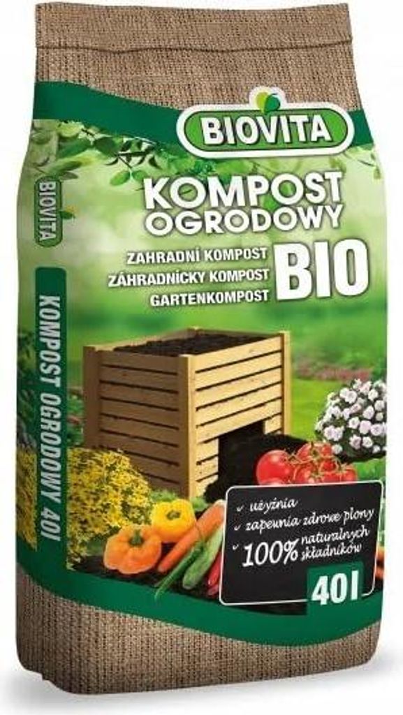 A bag of compost with vegetables and plants depicted on it.
