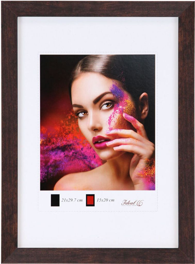 2er 3er 5er Set Holz Bilderrahmen Lifestyle Plexi Foto Rahmen Collage Wanddeko Poster HR-25 - Farbe: 2er Pack Nuss | Format: 20x20