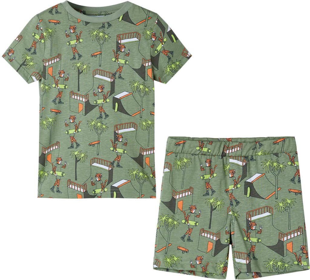 Kinderpyjama mit Kurzen Ärmeln Hellkhaki 116