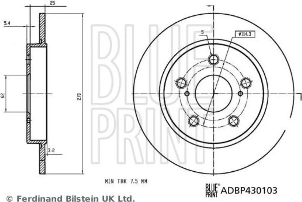 Disque de frein Blue Print ADBP430103 OE 4243102330 pour Toyota Corolla