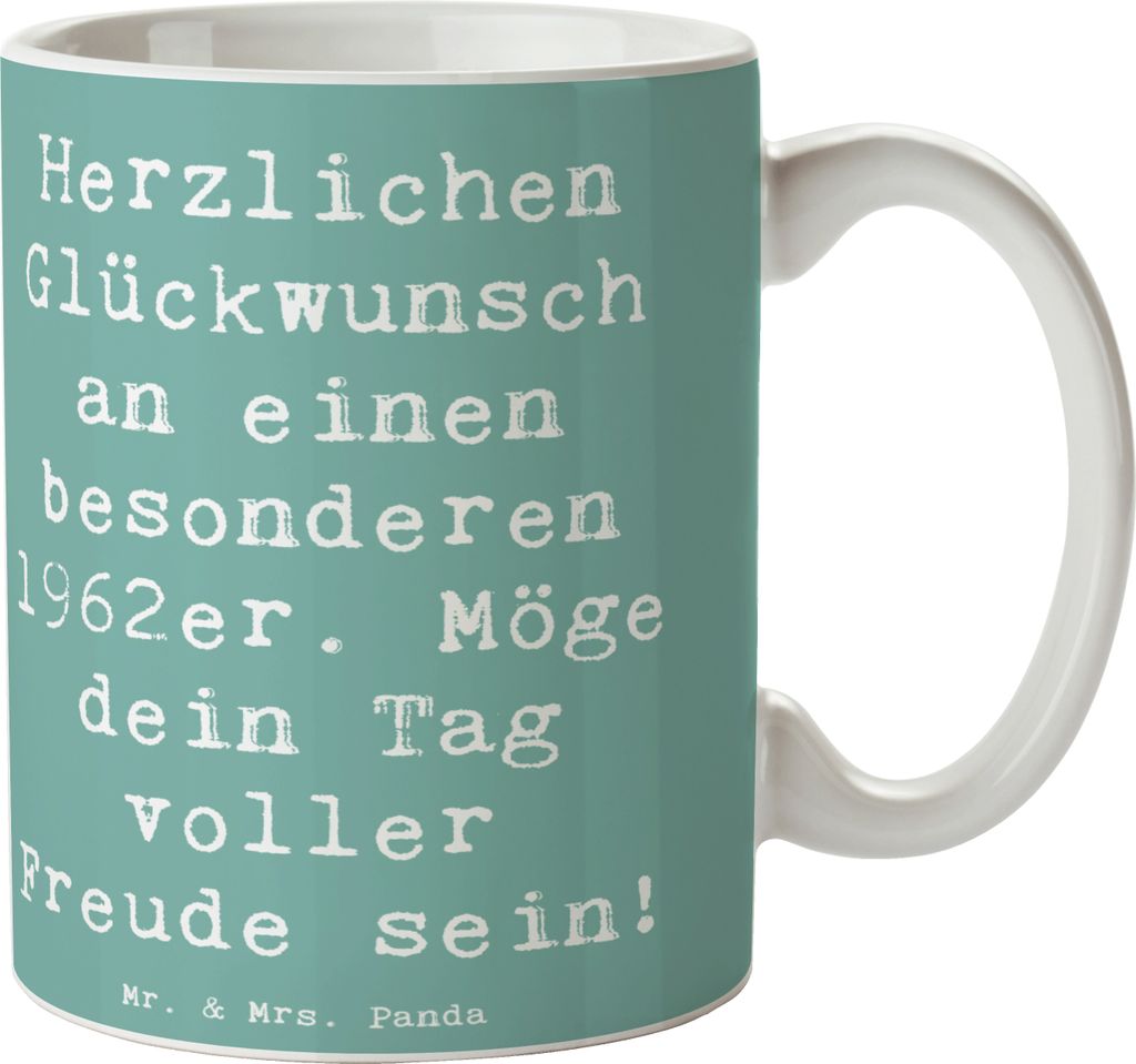 Mr. & Mrs. Panda Kaffeetasse Spruch 1962 Geburtstag - Meeresbrise - Geschenk, Tasse, Alter, besonderer Tag, Geburtstagsgeschenk, Keramiktasse, kaff...