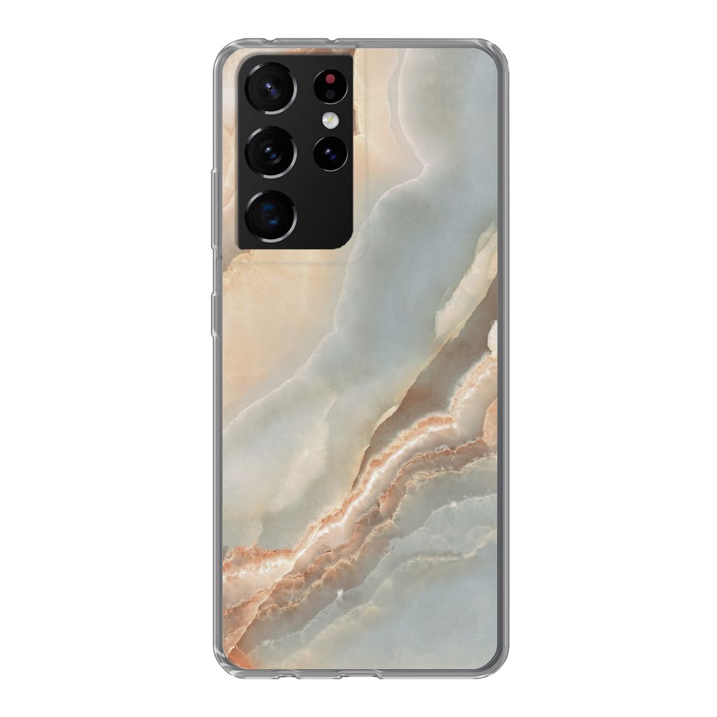 MuchoWow Handyhülle Schutzhülle Hülle für Samsung Galaxy S21 Ultra Luxus - Mineralien - Natursteine Silikon Softcase Handy Hülle - Mobiltelefon