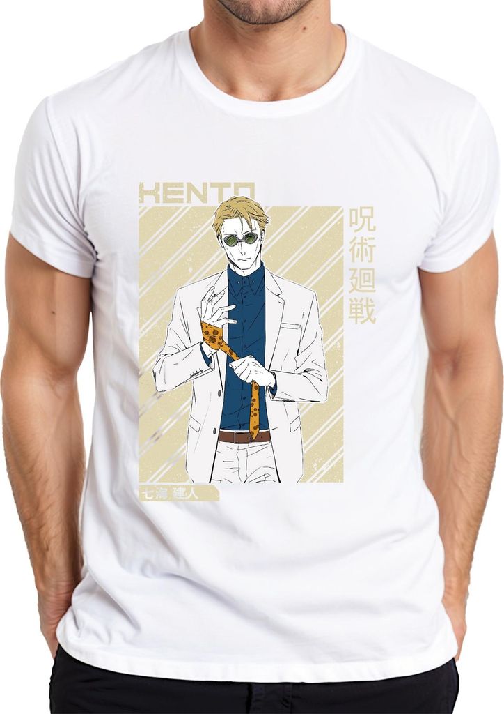 Nanami Kento Jujutsu Kaisen Anime Anzug Krawatte Geschenk Vintage Herren T-Shirt, Weiß, XL