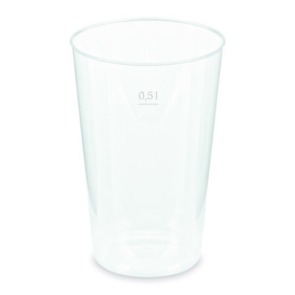 30x Mehrwegbecher Pfandbecher transparent PP Eichstrich 0,5 Produktbild 