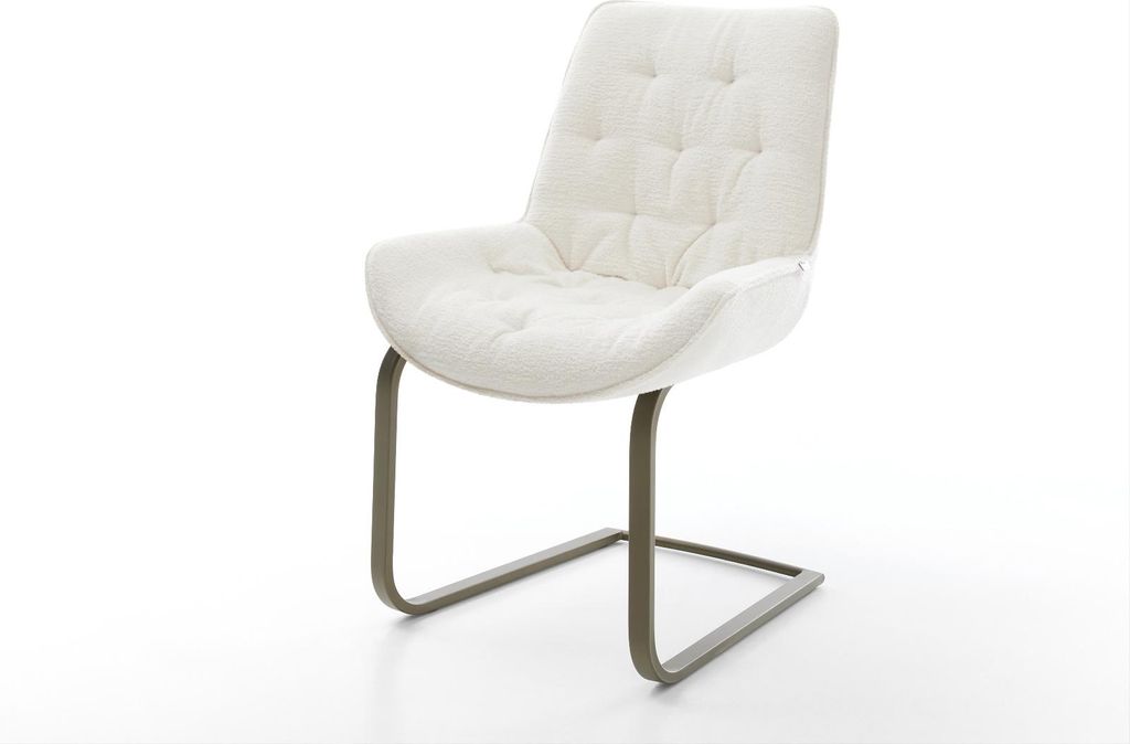 DELIFE Freischwinger Taimi-Flex Bouclé Soft Beige Freischwinger flach Effektfinish Titan