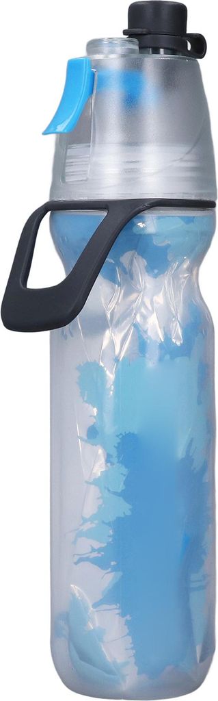 Pe Misting Wasserflasche Spray Nebel Sport wiederverwendbares Abkühlen mit doppelter Wandisolierung tragen Schleife Blau