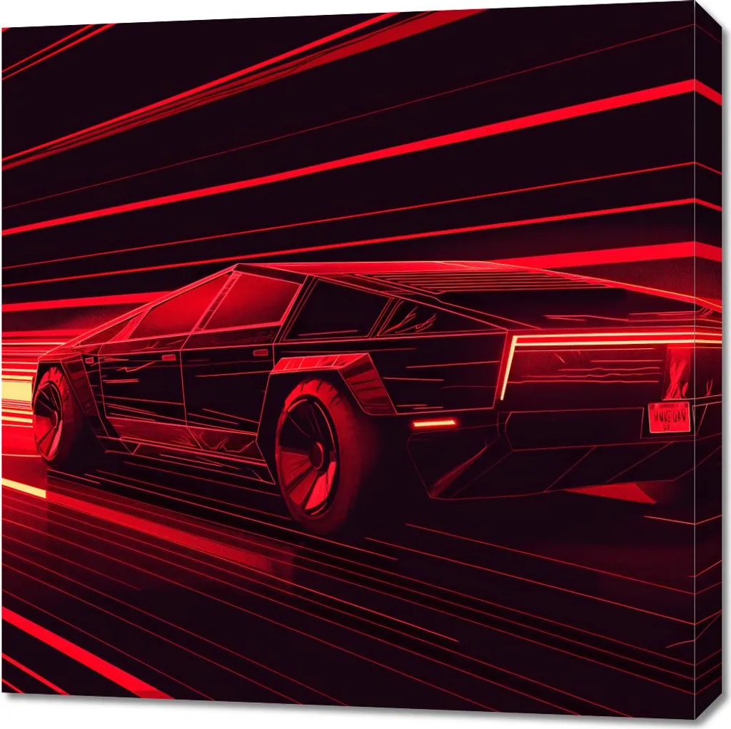 Quadro di Lusso 70x70 Velocità Neon Rosso | Arte per Ufficio Premium