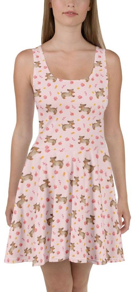 Mr. & Mrs. Panda Damen-Sommerkleid Hund Dackel S - Rosa - Geschenk, Herz, A-Linien-Kleid, Damenkleid, Ausgestelltes Kleid, Sprüche, Hunde, Strandk...