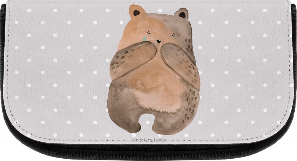 Mr. & Mrs. Panda Kulturtasche Bär Verlust - Grau Pastell - Geschenk, kosmetik organizer, Kulturbeutel, Kosmetiktasche, Teddy, Make-Up Tasche, Schm...