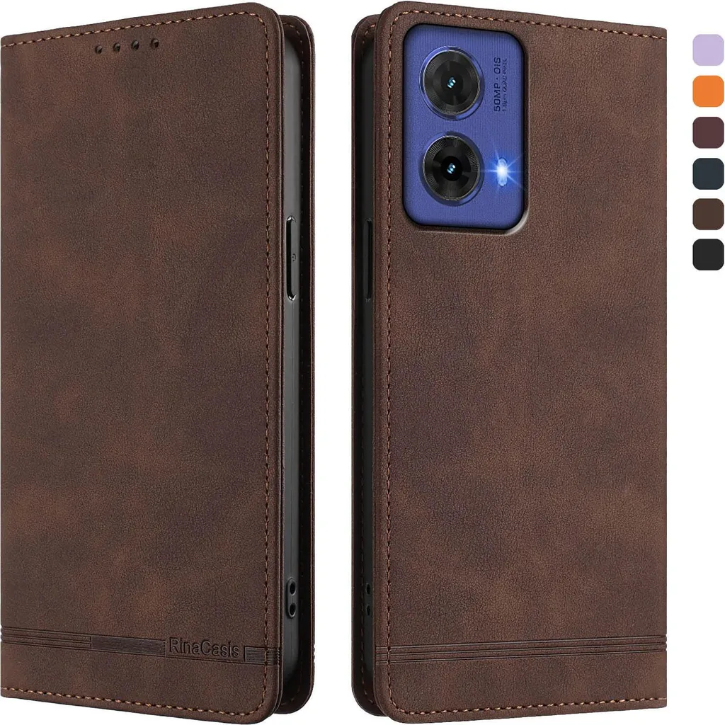 WJXEXRS Cover per Motorola Moto G85 5G, Custodia in Pelle Premium, Supporto Slot per Schede, Portafoglio Kickstand Flip Wallet Magnetica Custodie Porta Carte, Adatto per Motorola Moto G85 5G - Caffè