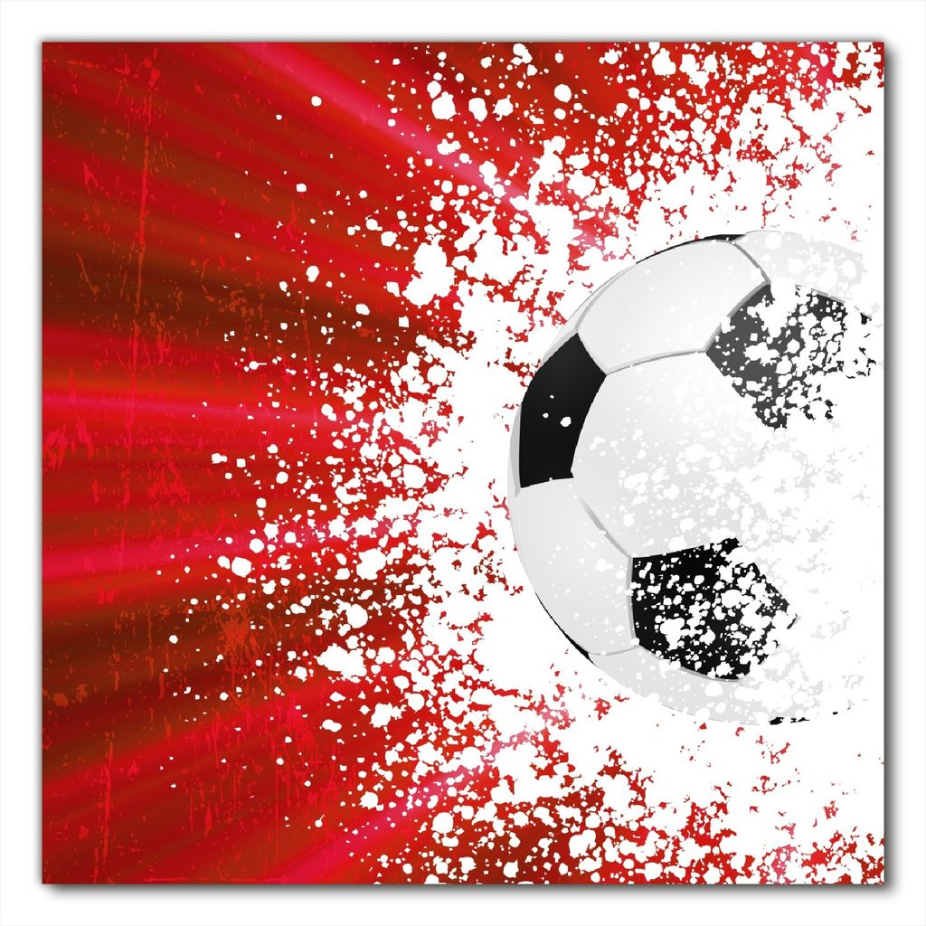 Wallario selbstklebende Möbelfolie/ Tischdecke für Innen und Außen, Größe: 90 x 90 cm - Fußball - Splashing Design in rot