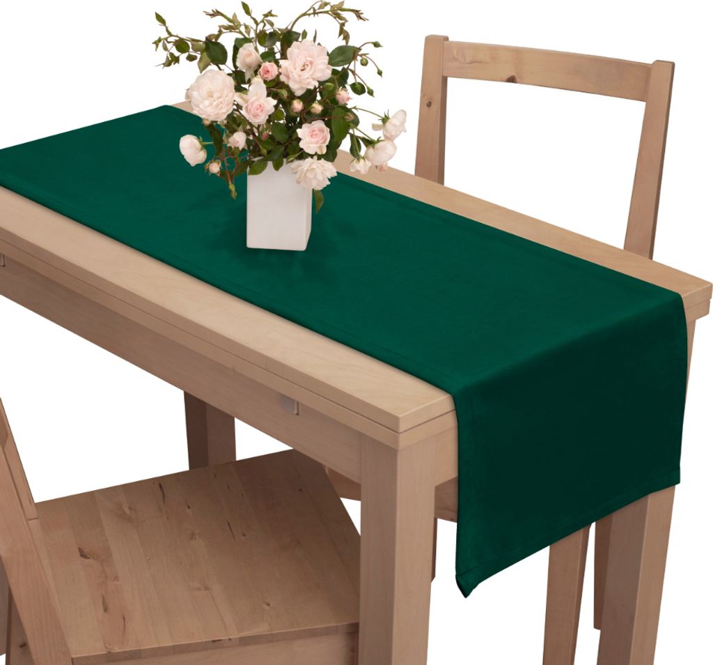 Tischläufer aus Velours 40 x 250 cm Dunkelgrün Grün
