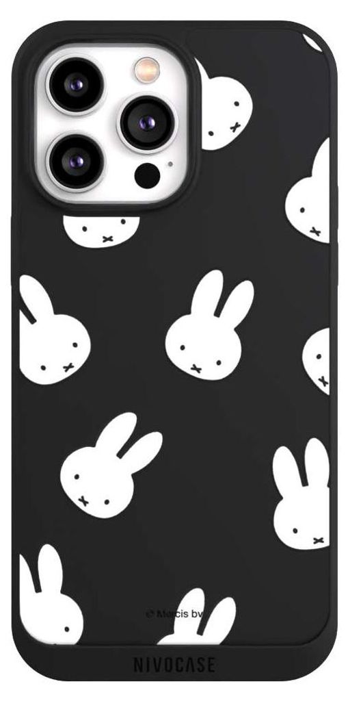 NIVOCASE Handyhülle für Apple iPhone 14 Pro Max Hülle NIVOpure Case Schwarz Muster transparent Miffy