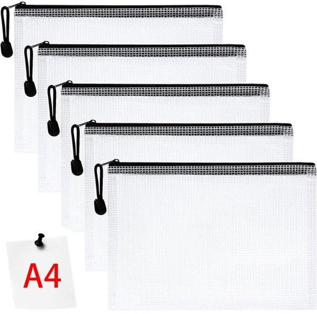 A4-Plastik-Map mit Rille - 5-teilige Wasserfeste Map - PVC-Material - Schwarz