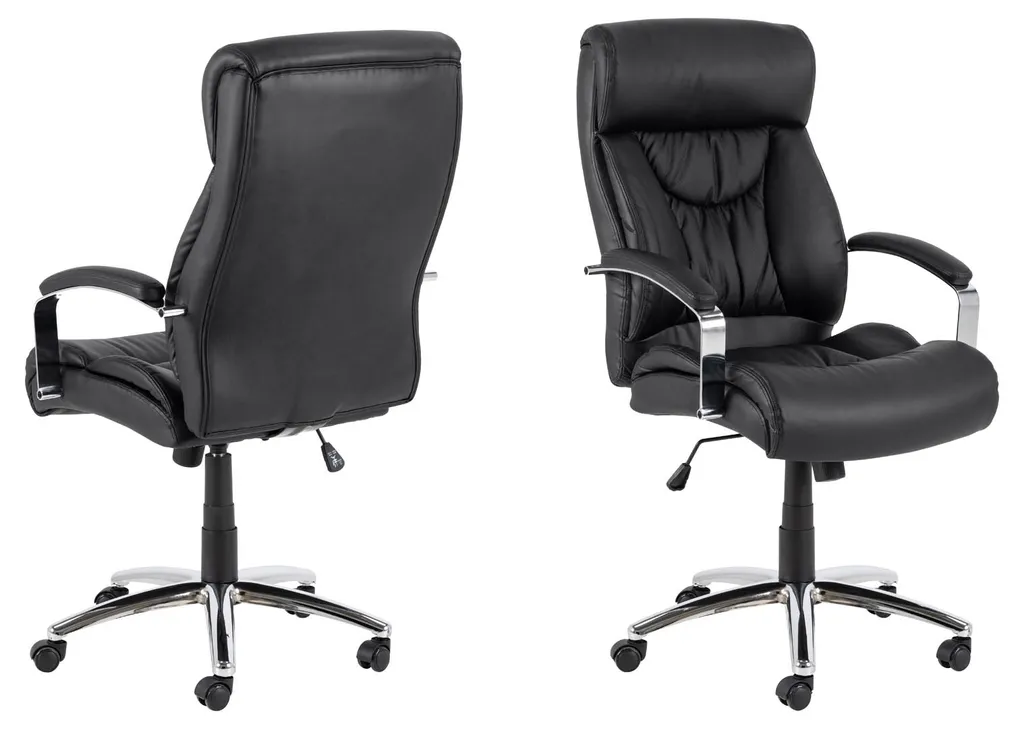 Chaise de Bureau Benson Noire : Fini le Mal de Dos au Travail en PU