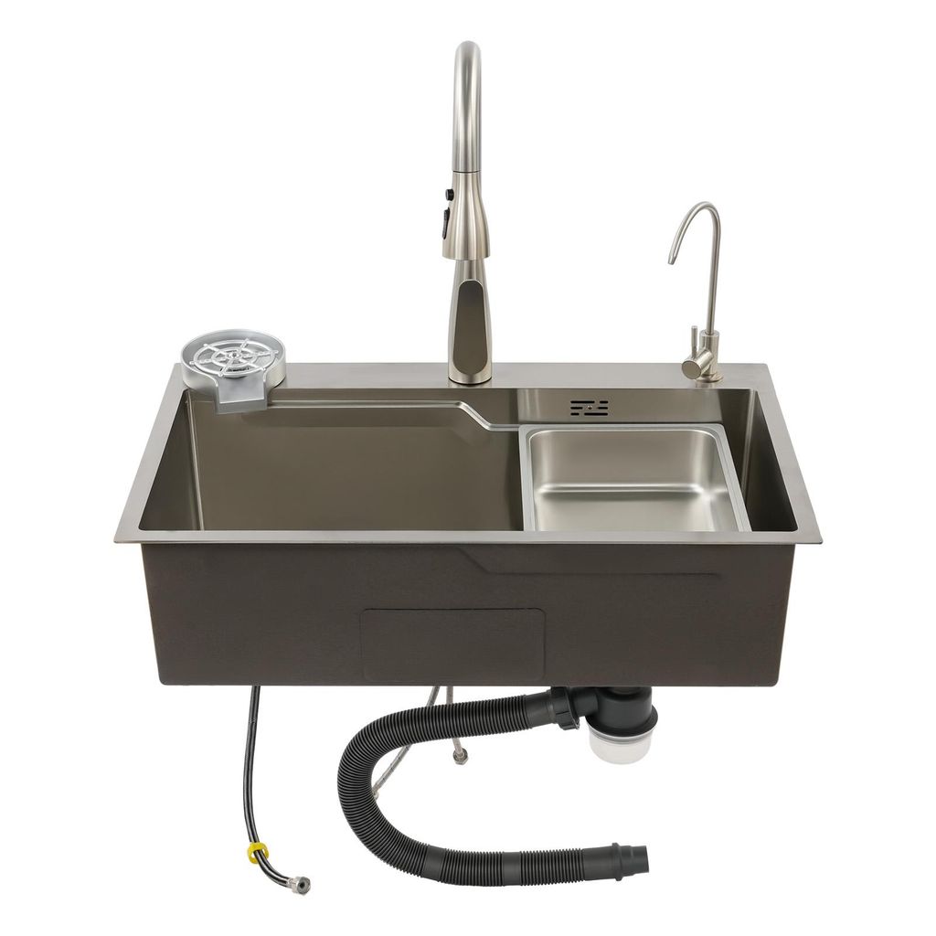 Küchenspüle Edelstahl Spüle Küche Silber mit Wasserhahn Multifunktionsspülbecken