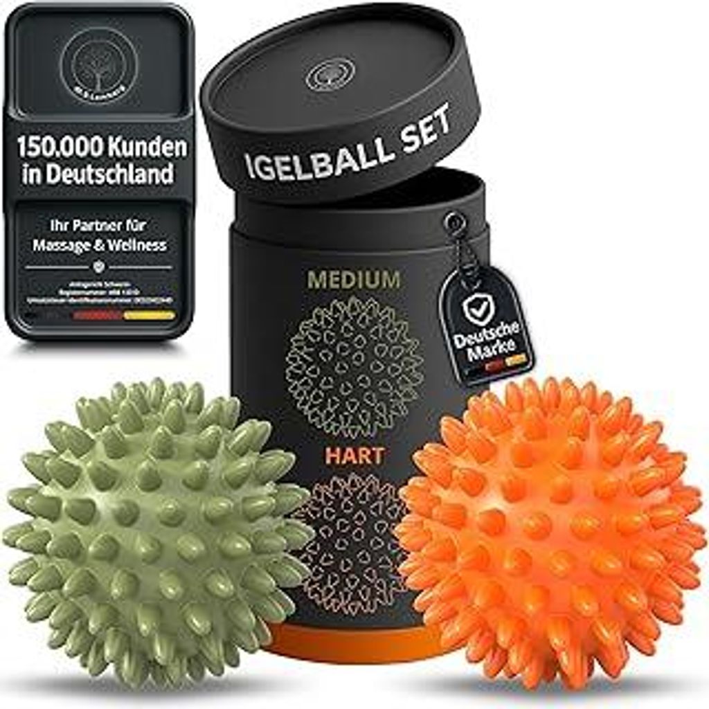 Igelball Massage Set - Massageball für Reflexzonen, Anti-Stress, Entspannung Geschenk - Noppenball Fußmassage Rücken Nacken Hand Fuß - Ball mit...