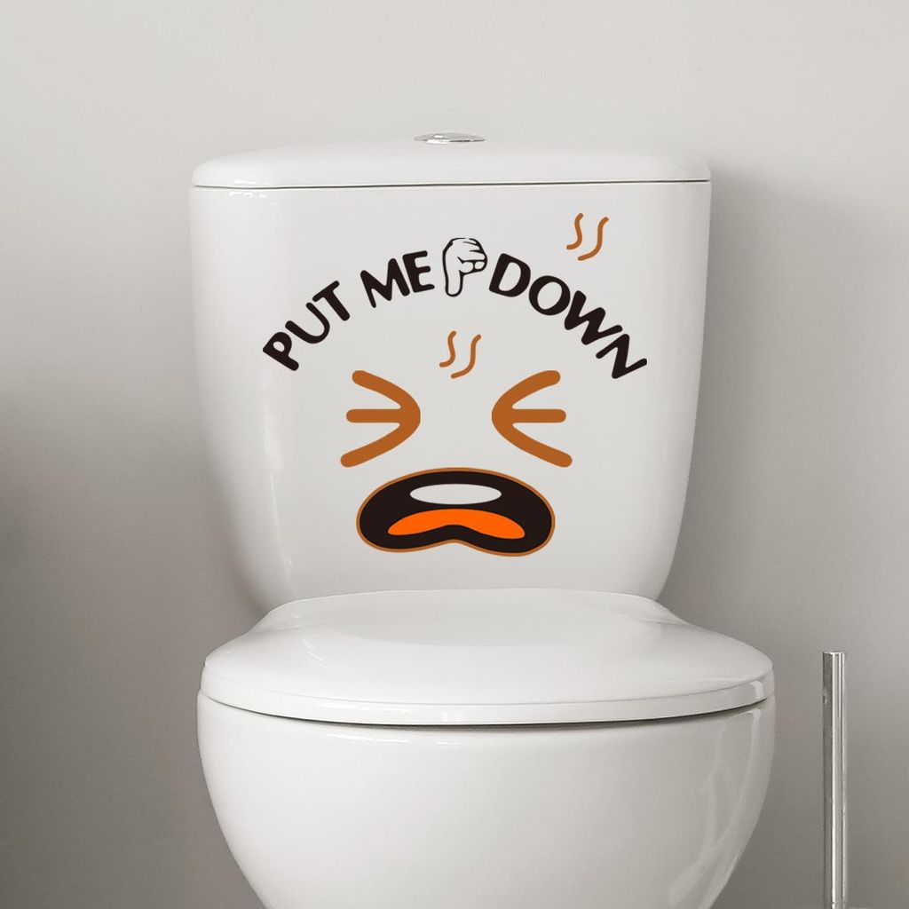Schwarze, lustige „Bitte runter“-Toilettensitzaufkleber für die Badezimmerdekoration