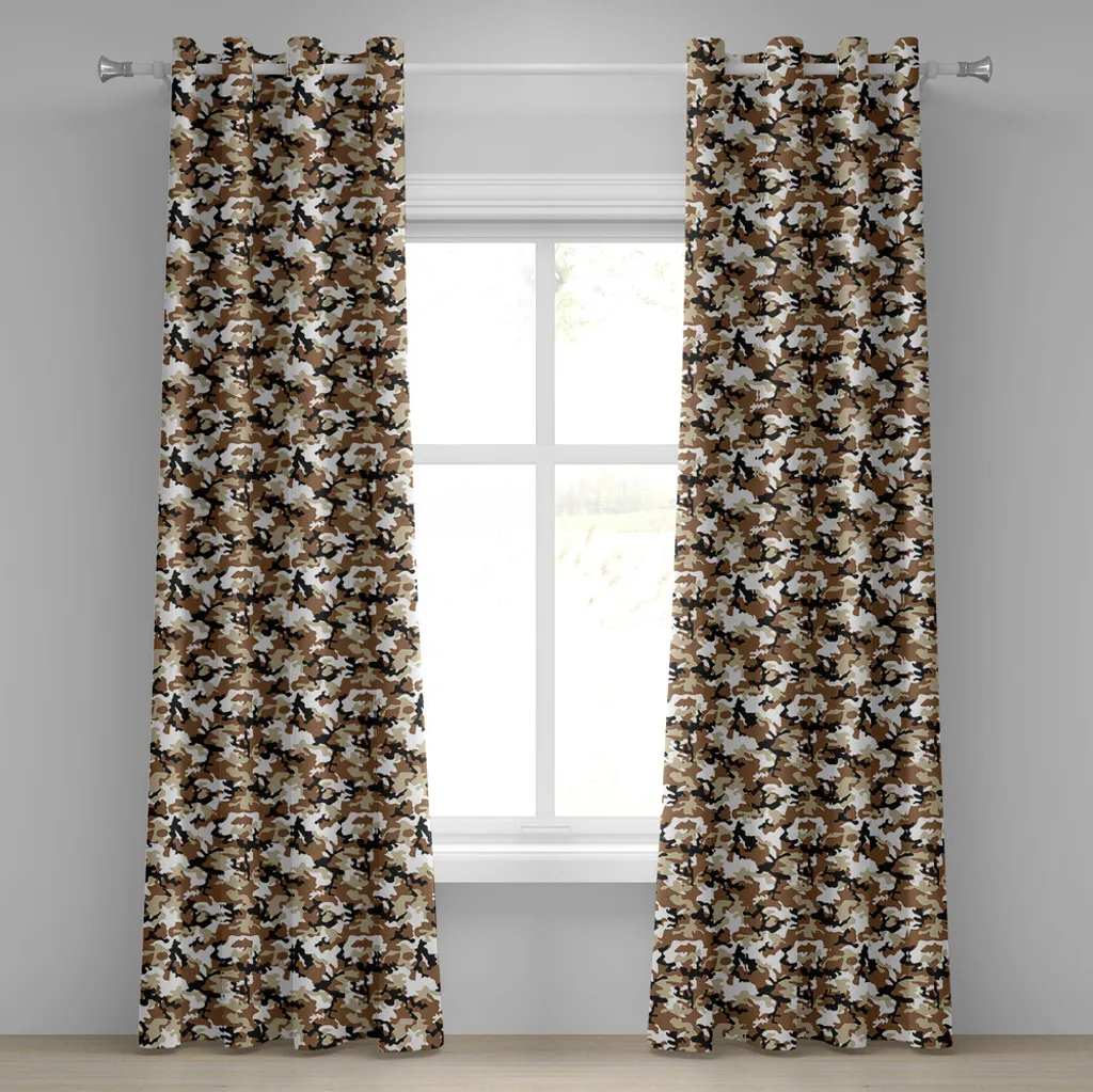 ABAKUHAUS Rideau à œillets camouflage 280x175cm brun et beige