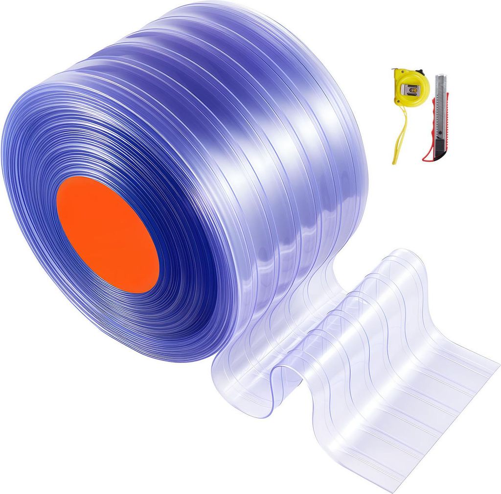 SucceBuy PVC-Streifenvorhang, 45,72 m Länge x 30 cm Breite, Lamellenvorhang, Meterware, -20 °C bis 60 °C geeignet für Türen in Supermärkten, ...