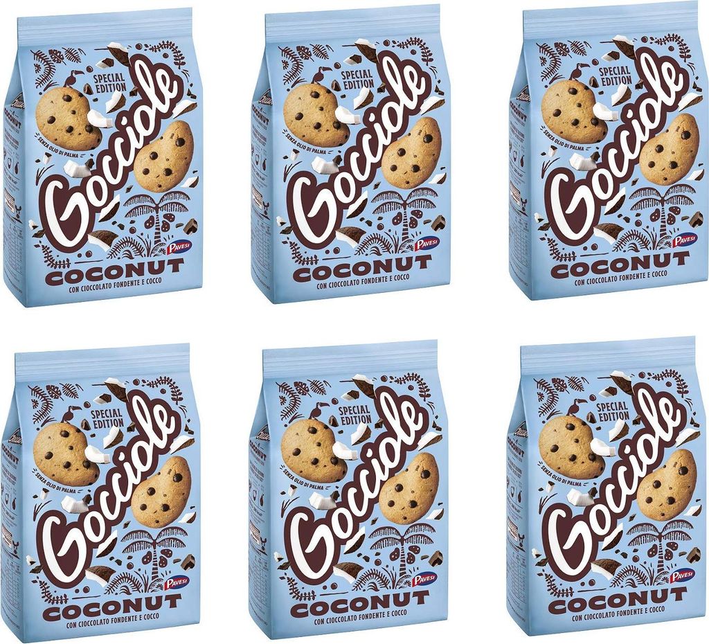 6x Barilla Pavesi Gocciole Coconut Shortbread-Kekse mit Produktbild 