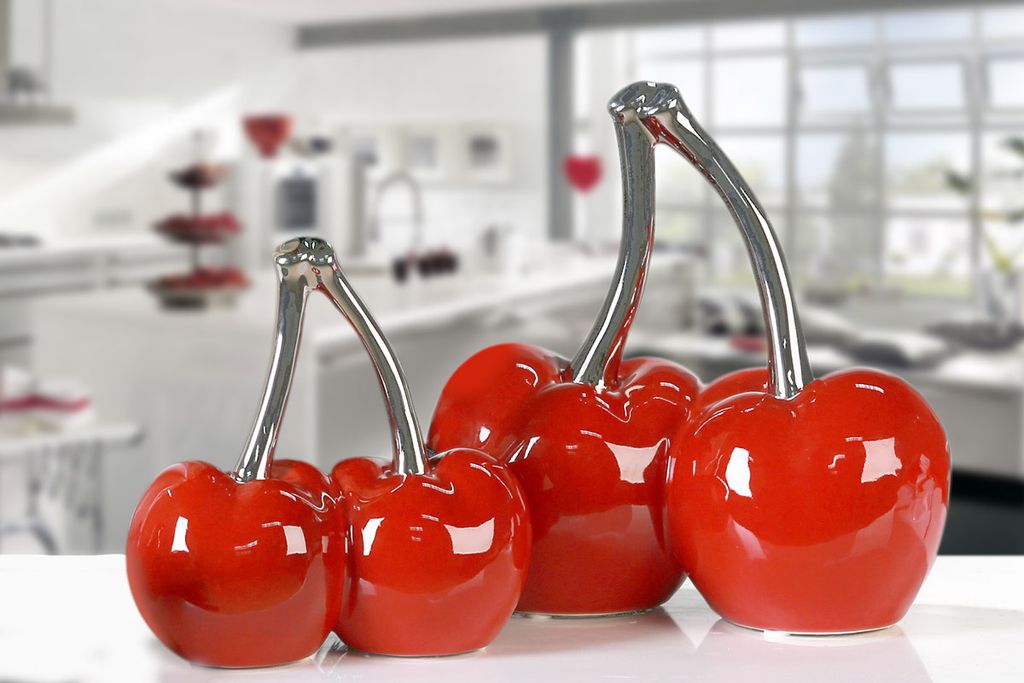 Kirschen Double Cherry rot silber 15x8x16cm Keramik Produktbild 