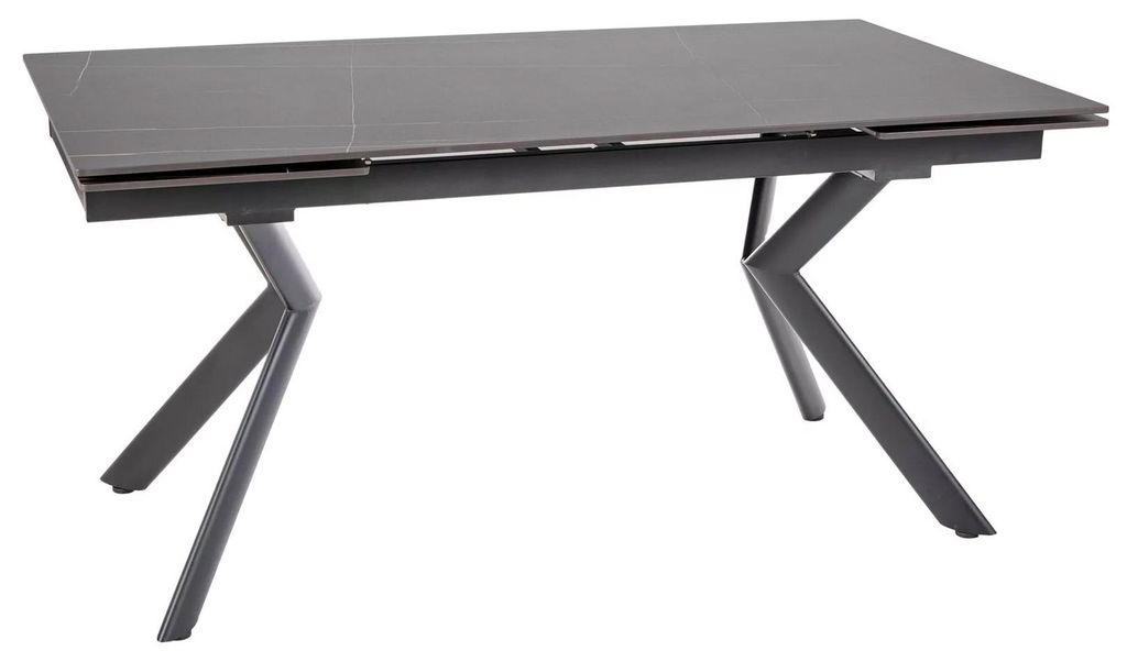 Esstisch Säulentisch Orton Ceramic 160-240x90x75cm schwarz Marmor matt schwarz matt ausziehbar