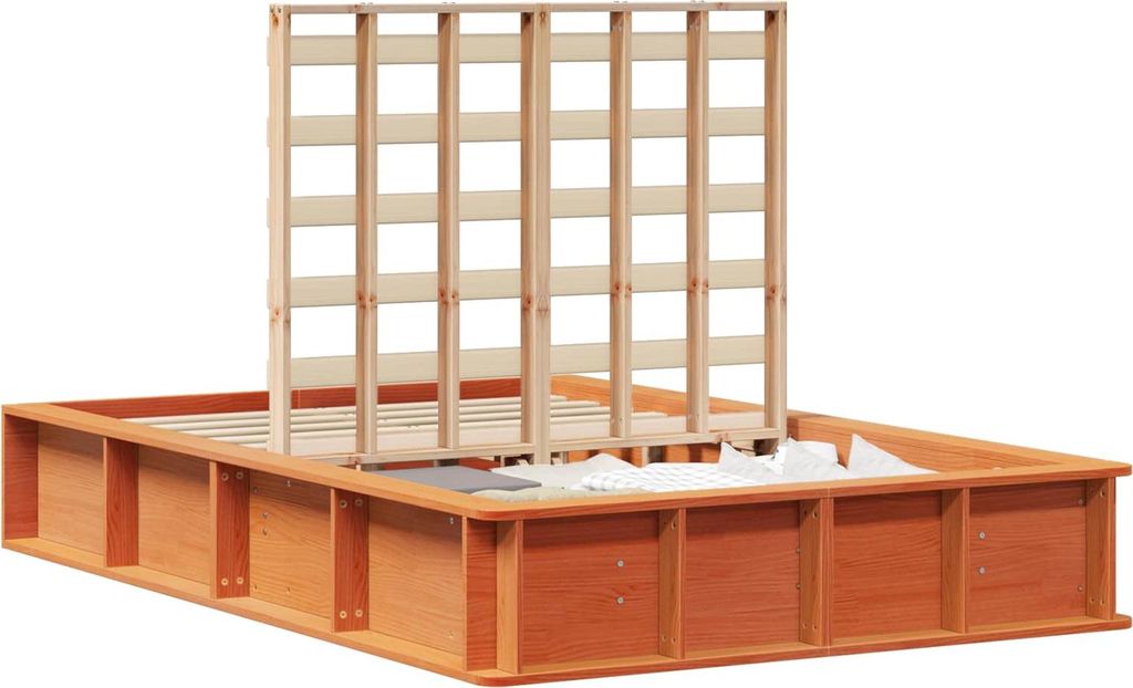 vidaXL Bettrahmen Wachsbraun 140 x 200 cm Massives Kiefernholz