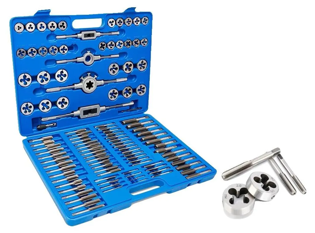 Kit tarauds et filières en acier tungstène robuste 110 pièces et SAE
