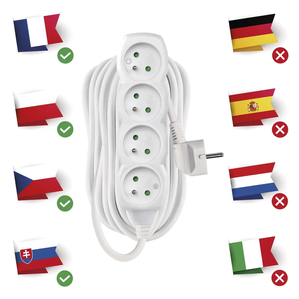 Cavo Prolunga EMOS 10m Con 2 Prese Schuko – Impermeabile IP44, Cavo In Gomma Per Esterno, 16A/3680W, Sicuro Per Bambini