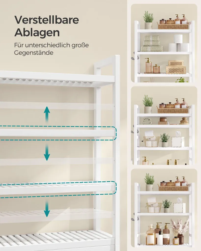 Solution gain de place : Tablette de toilettes réglable en blanc nuage - 3