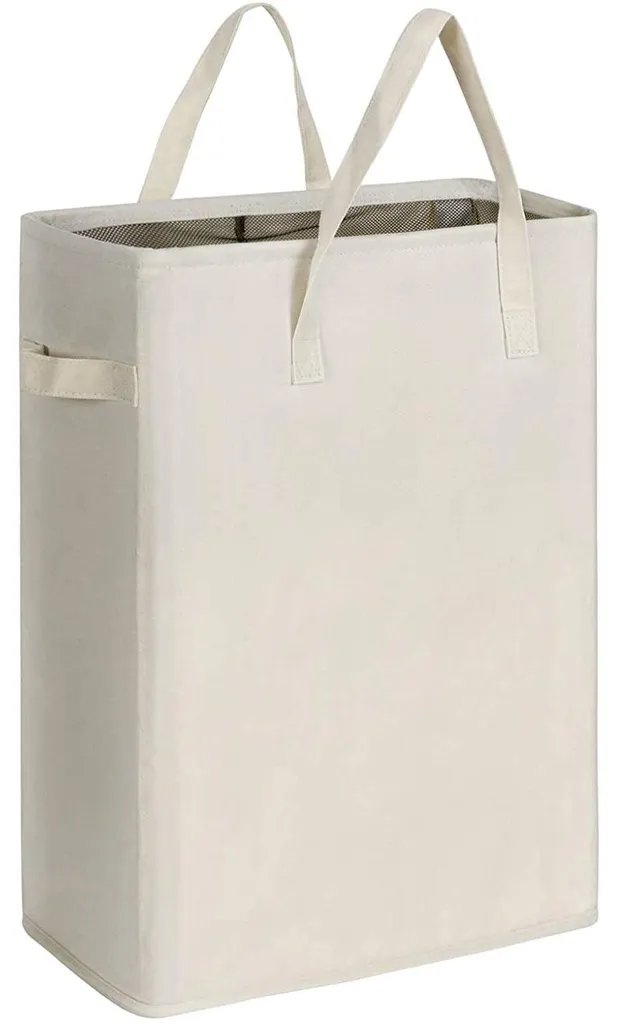 Sac à linge pliable beige de 45 litres gain de place pour la buanderie