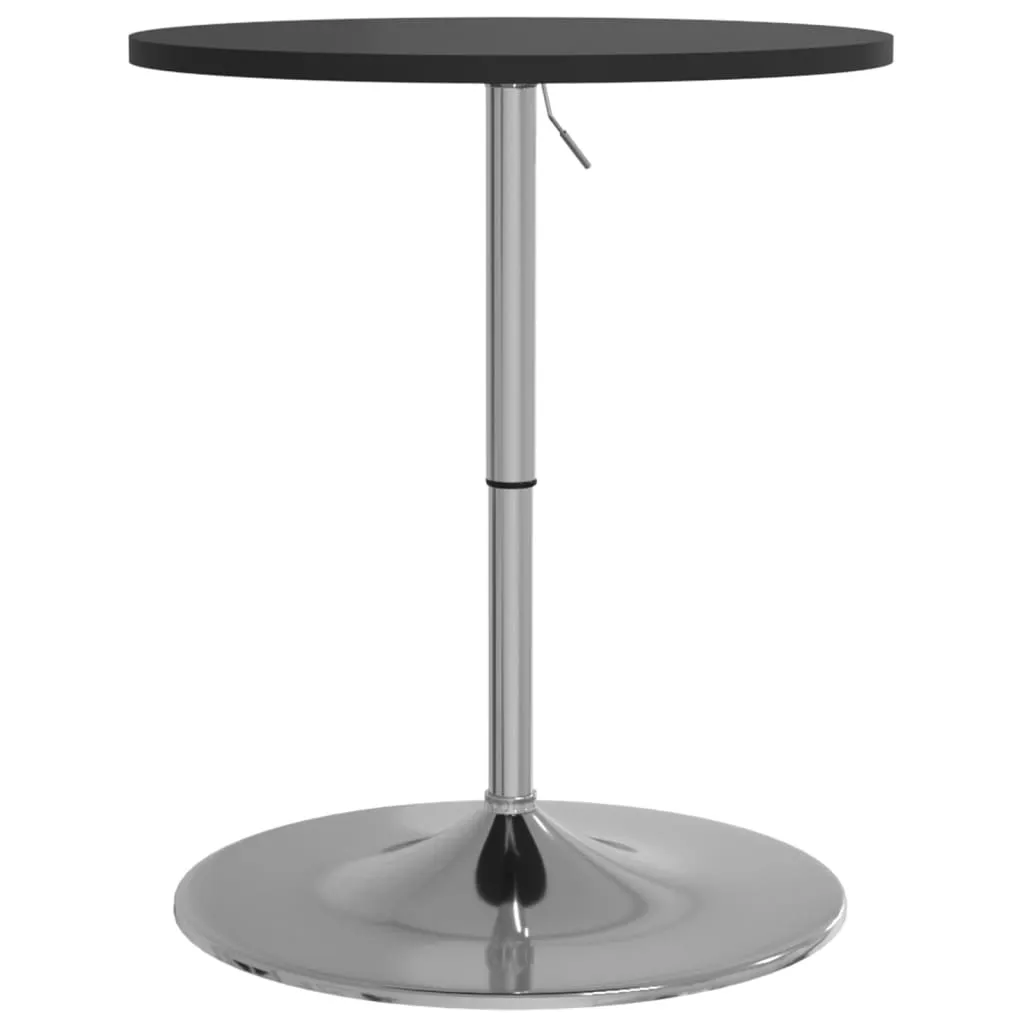 Table haute noire 60x60 cm avec pied chromé, plateau bois composite durable