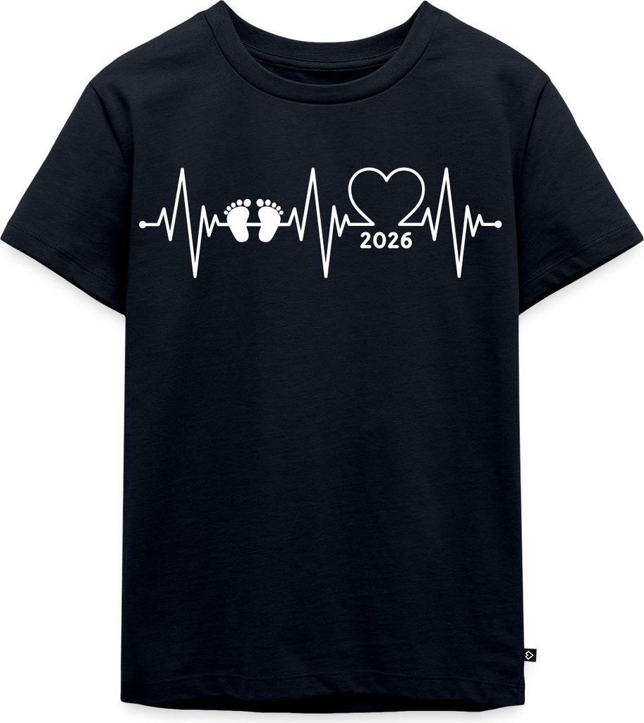 Spreadshirt Baby 2026 EKG Herzschlag Kinder Premium T-Shirt, 134/140 (8 Jahre), Navy