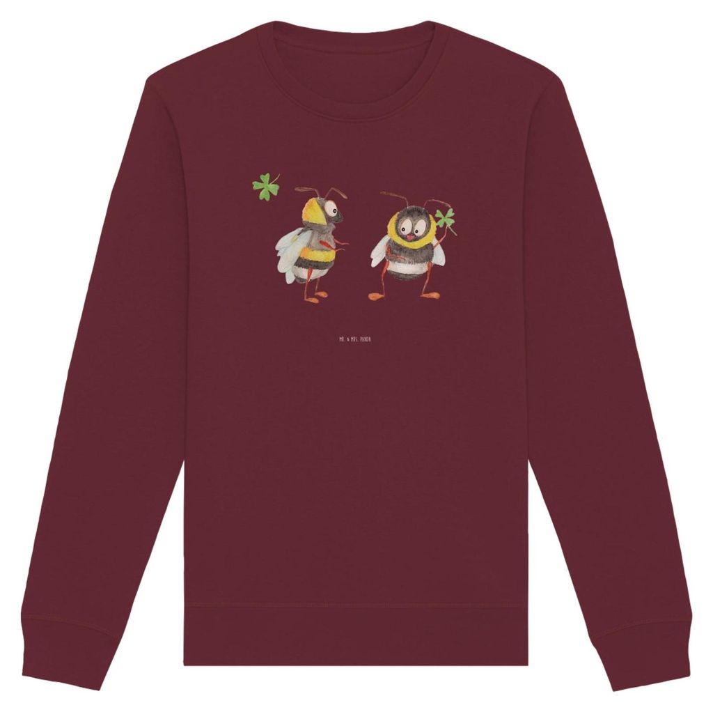 Mr. & Mrs. Panda Bio Sweatshirt Bienen Paar Größe S - Burgundy - Geschenk, Schildkröten, Baumwoll Pullover, Valentinstag, Pulli, Hochzeitstag, f...
