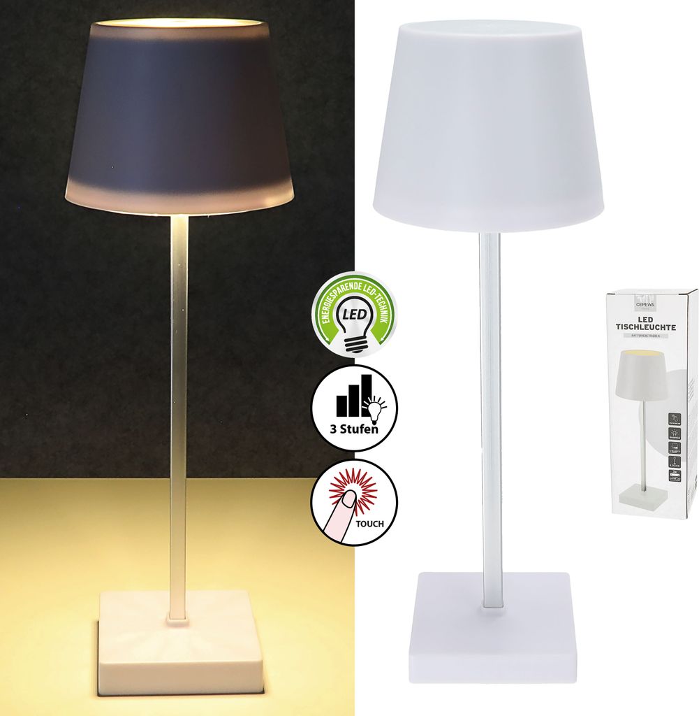LED Tischleuchte weiß 17 LEDs 8,5x32cm ABS PS Touchfunktion Produktbild 