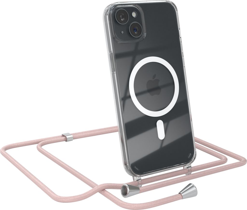 EAZY CASE - Handykette kompatibel mit Apple iPhone 15 Plus Kette zum Umhängen Stoßfest Handyhülle für Apple iPhone 15 Plus Silikon Hülle mit B...
