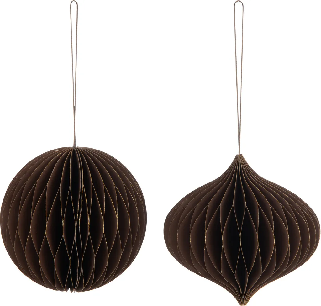 Boule de Noël Papier Marron Large J-Line - Décoration Artisanale 2 Modèles