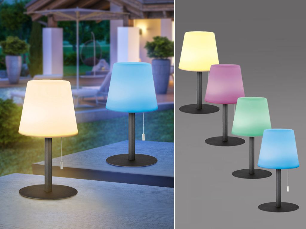 Outdoor Tischlampen 2er SET ohne Kabel mit Farbwechsel Ø18cm für Balkon & Garten