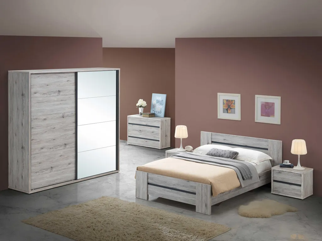 Petite Table de Nuit Forever 1 Tiroir Grise - Design Compact et Pratique