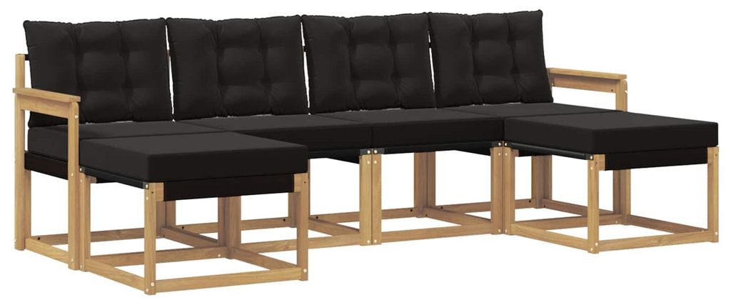 vidaXL Outdoor-Sofagarnitur mit Kissen 6 pcs Weiß und Schwarz