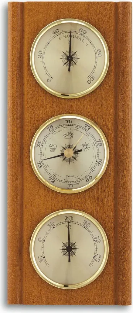 Station météo analogique TFA 20.1002 en bois massif de chêne véritable